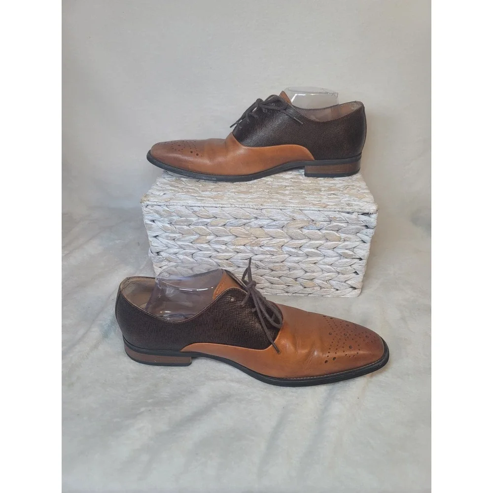 La Milano Weldon Brogue Oxford Dress Shoes Office Exec Size 11 Tan Brown Leather
